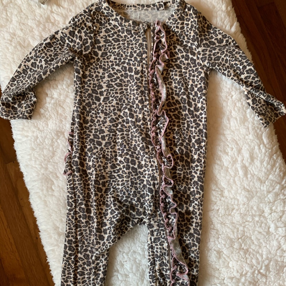 Jessica Simpson leopard ruffle butt footie